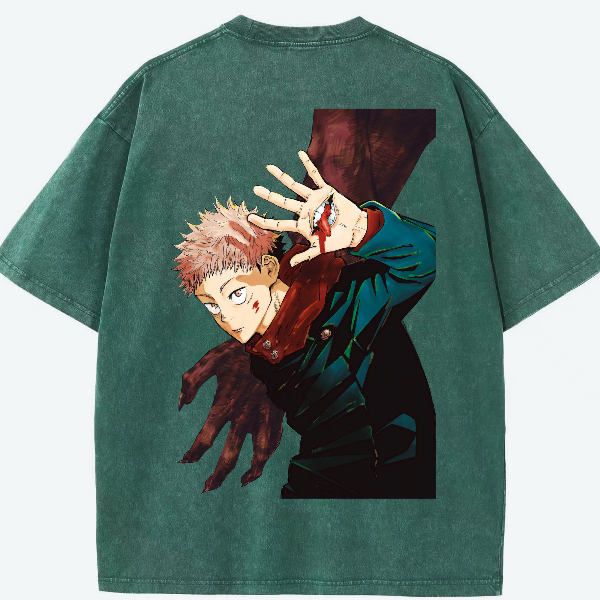 （画像用） 呪術廻戦 Jujutsu Kaisen 綿100% ヴィンテージ風 半袖Tシャツ（背面プリント）